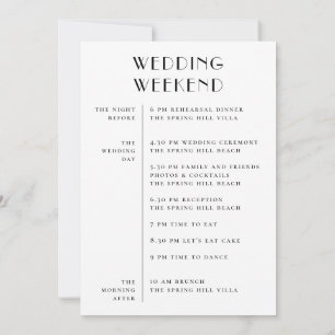 Convite Itinerário do Fim de Semana de Casamento & Boas-Vi