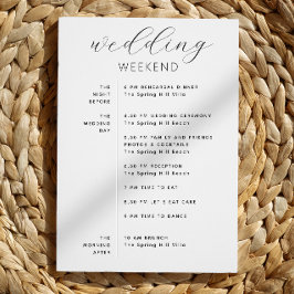Convite Itinerário do Fim de Semana de Casamento & Saco de