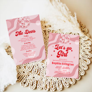 Convite Itinerário do Fim de Semana do Bachelorette Retro 