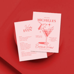 Convite Itinerário do Fim de Semana do Cocktail Retro