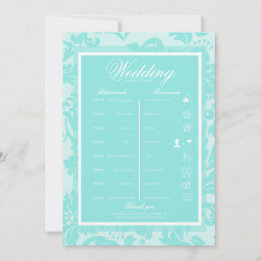 Convite itinerário itinerário Teal damask