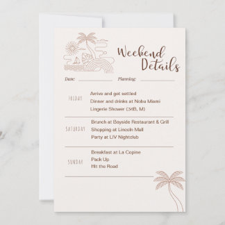 Convite Itinerário Mínimo de Fim de Semana de Despedida de