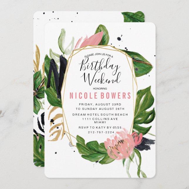 Convite Itinerário no Fim de Semana de Aniversário (Frente/Verso)