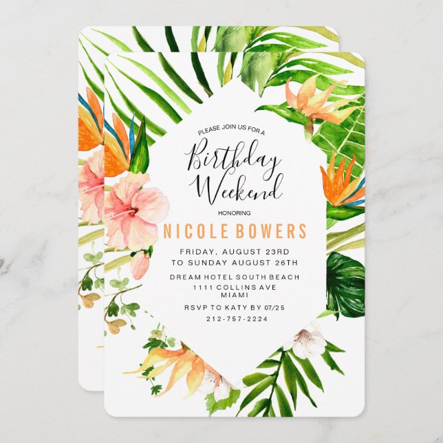 Convite Itinerário no Fim de Semana de Aniversário (Frente/Verso)