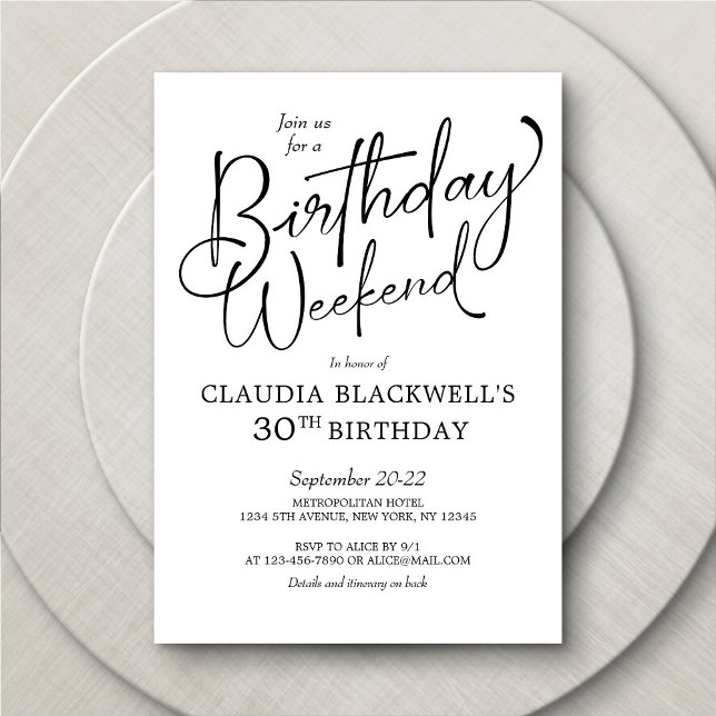 Convite Itinerário no Fim de Semana de Aniversário (Criador carregado)