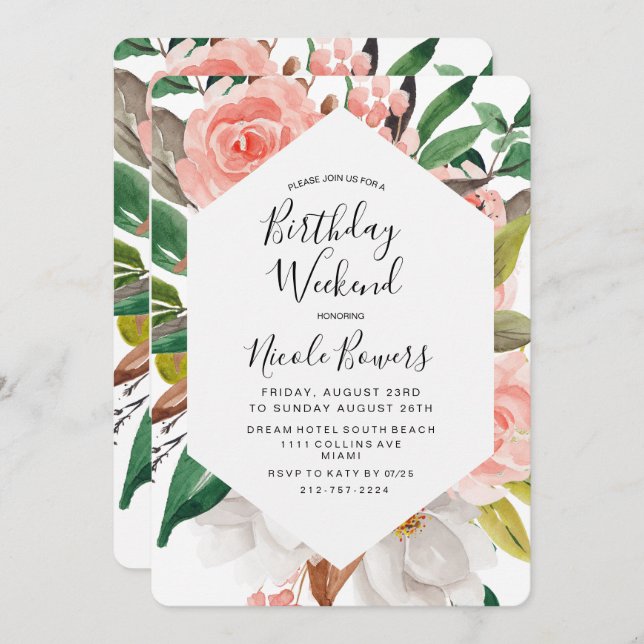 Convite Itinerário no Fim de Semana de Aniversário (Frente/Verso)