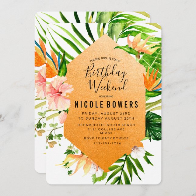 Convite Itinerário no Fim de Semana de Aniversário (Frente/Verso)