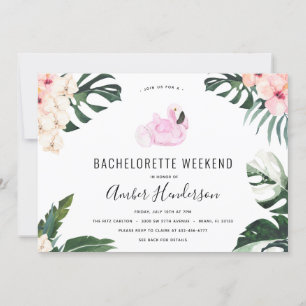 Convite Itinerário tropical de Bachelorette do flamingo