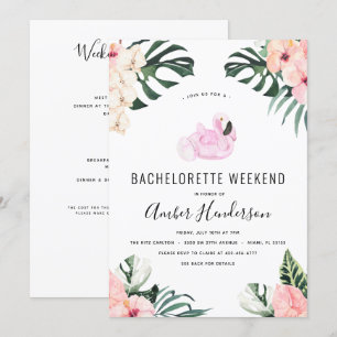 Convite Itinerário Tropical Flamingo Bachelorette