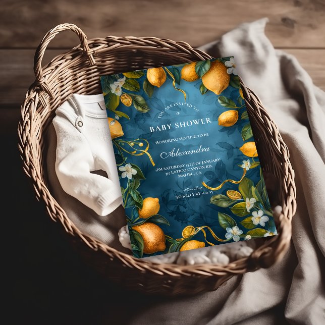 Convite itrus Blossom Blue Baby Shower (Criador carregado)