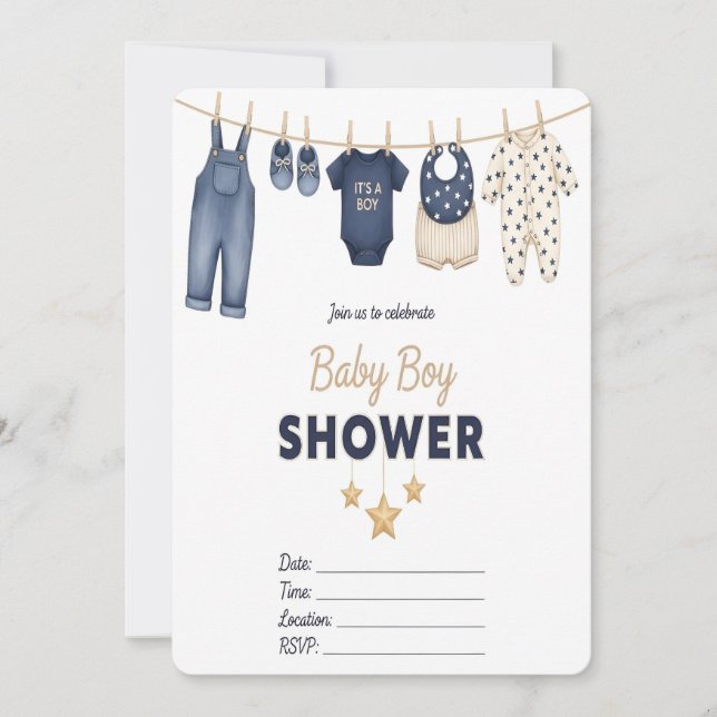 Convite It's a Boy Baby Shower Invitation  (Frente)
