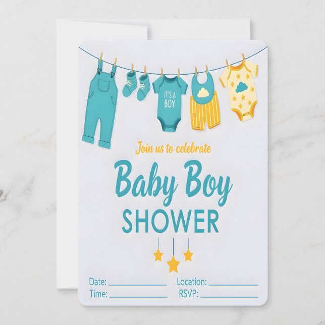 Convite It's a Boy Baby Shower Invitation (Frente)