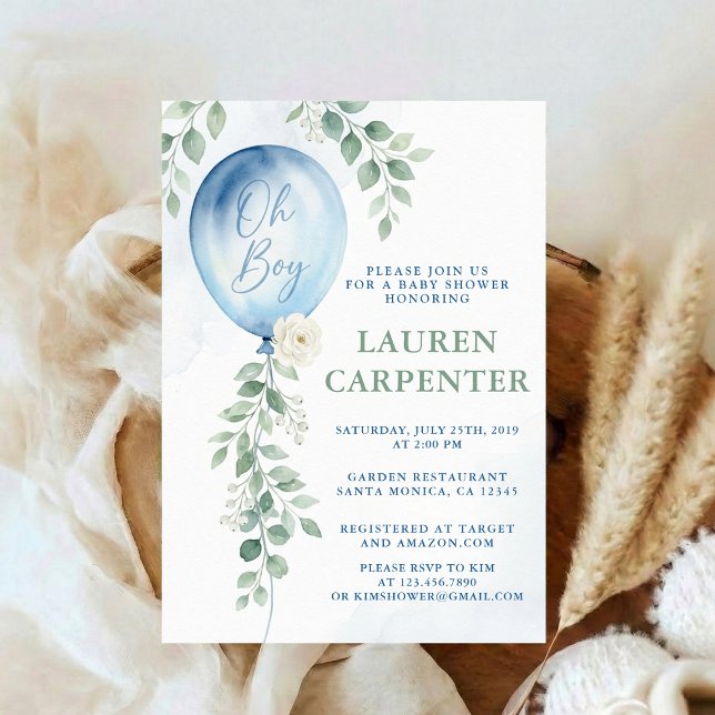 Convite Its a Boy Celebration Navy Blue Balloon Baby Showe (Criador carregado)