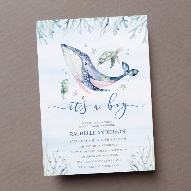 Convite It's a Boy Under the Sea Baby Shower (Criador carregado)