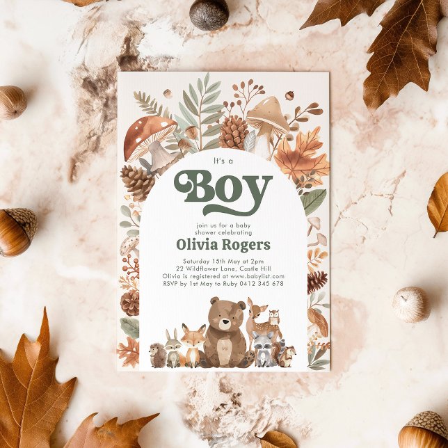 Convite It's a Boy! Woodland Animal Baby Shower (It's a Boy! Woodland animal Baby Shower invitation)