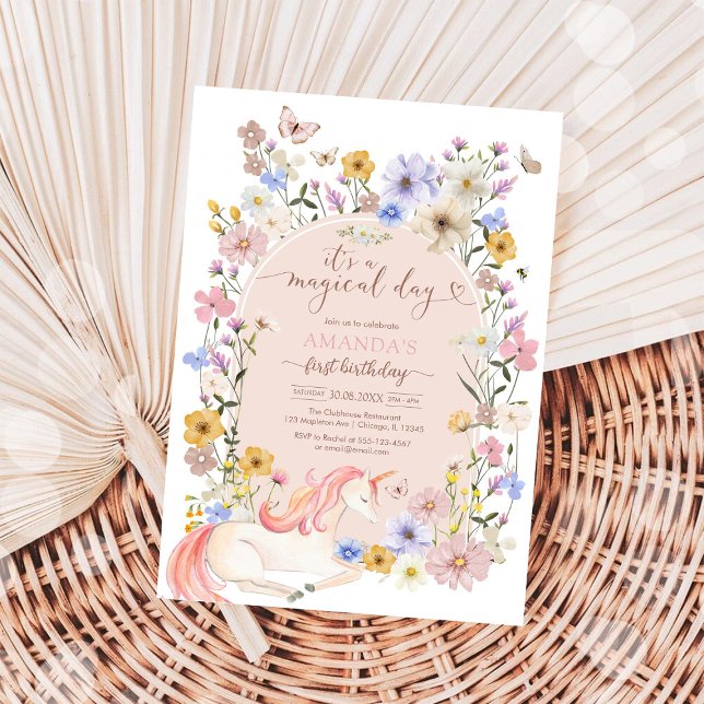 Convite It's A Magical Day Wildflower Birthday Invitation (Criador carregado)