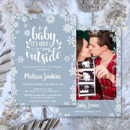 Convite It's Cold Outside Boy Photo Winter Baby Shower
