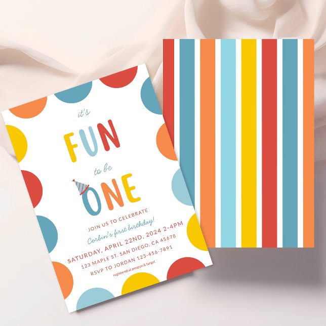 Convite It's Fun To Be One Birthday Party Invitation (Criador carregado)