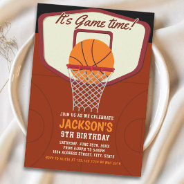 Convite It's Game time! Basketball theme Birthday Kids