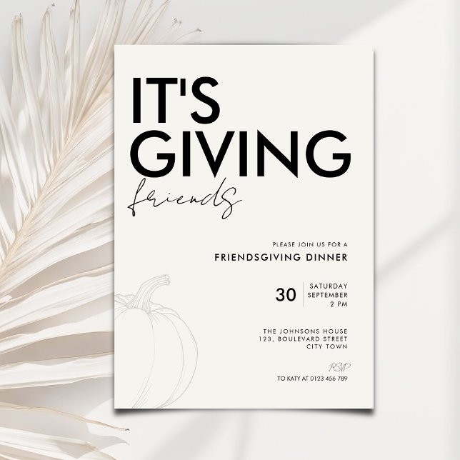 Convite It's Giving Friends - Elegant SImple Friendsgiving (Criador carregado)