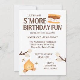 Convite It's S'more Fun to Be One Kids 1st Birthday 
