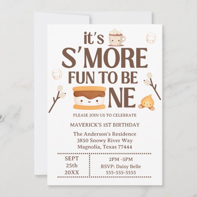 Convite It's S'more Fun to Be One Kids 1st Birthday  (Frente)