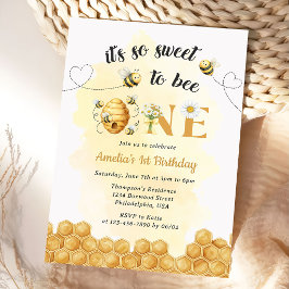 Convite It's So Sweet To Bee 1st Birthday Invitation