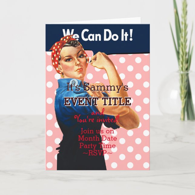 Convite It's Your Rosie Party 12 lines 2 sided custom (Frente)