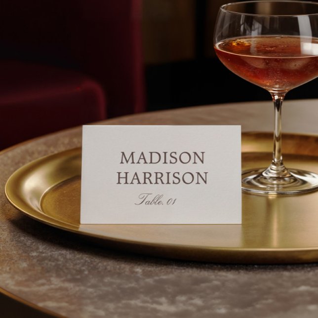 Convite Ivory and Brown Wedding Place Card DIY (Criador carregado)