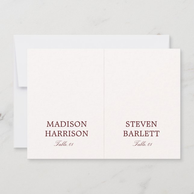 Convite Ivory and Burgundy Wedding Place Card DIY (Frente)