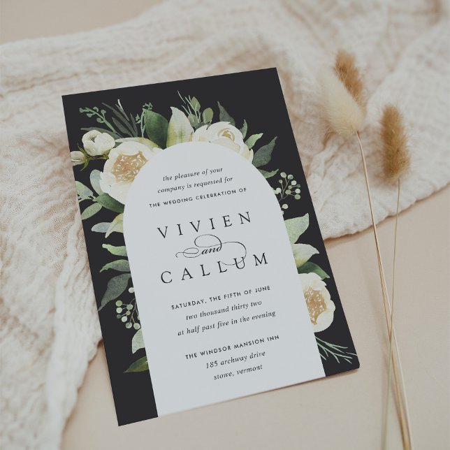 Convite Ivory Bloom | Casamento por arco floril (Criador carregado)