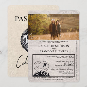 Convite Ivory Colorado Passport Wedding