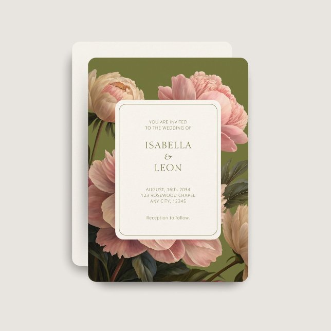 Convite Ivory Cream | Casamento de Rosa da Olive Green (Criador carregado)