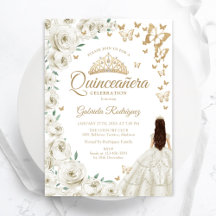 Ivory Cream White Watercolor Quinceanera Floral
