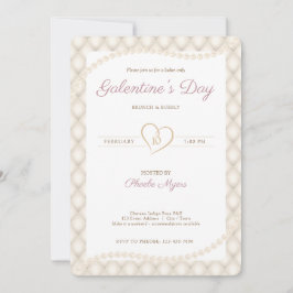 Convite Ivory, Dourado e Pearls Galentine