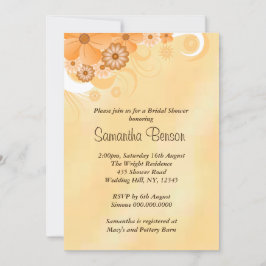 Convite Ivory Dourado Hibiscus Floral Chá de panela Invite