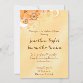 Convite Ivory Dourado Hibiscus Janto de ensaio Floral 5x7