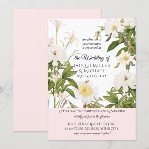 Convite Ivory e Blush Vanilla Rosa w Casamento Foliag Folh