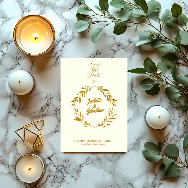 Convite Ivory e Dark Dourado Diamond salvem o casamento (Criador carregado)