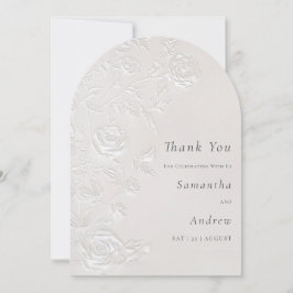 Convite Ivory Faux Blind Embossed Arch Wedding Thank You
