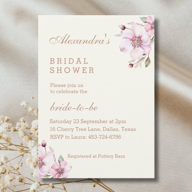 Convite Ivory Floral Dusty Pink Roses Bridal Shower (Criador carregado)