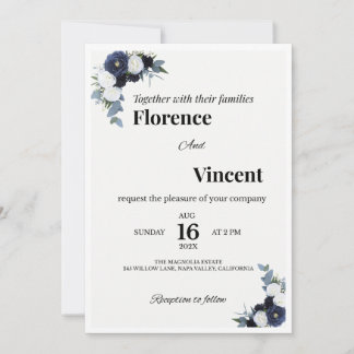 Convite Ivory Floral Wedding Invitation
