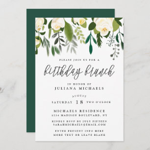 Convite Ivory & Green Botanical Birthday Brunch