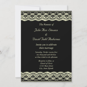 Convite Ivory Lace sobre Casamento Negro