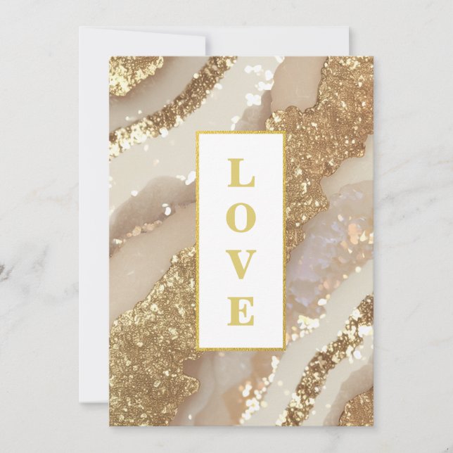 Convite *~ Ivory LOVE AR66 QR + RSVP Agate Wedding (Frente)