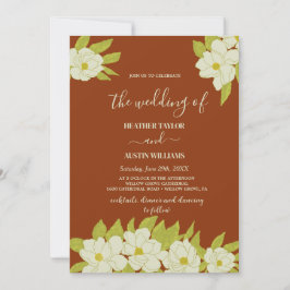 Convite Ivory Magnolia Flower Rusty Wedding