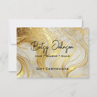 Convite Ivory Marble & Gold Glitter Gift Certificate Card