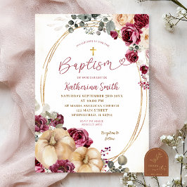Convite Ivory Marsala Pumpkin Baptism