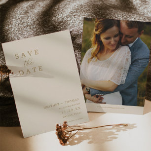 Convite Ivory Modern Wedding Foto Para Salvar As Datas