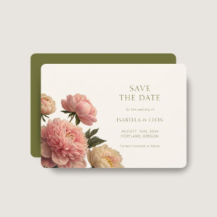 Convite Ivory & Olive Green Rosa Salve a data